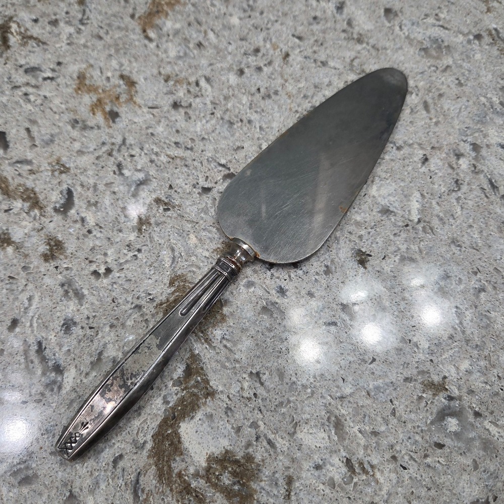 Vintage Art Deco Sterling Silver Handle Pie Cake Server Stainless Steel Blade